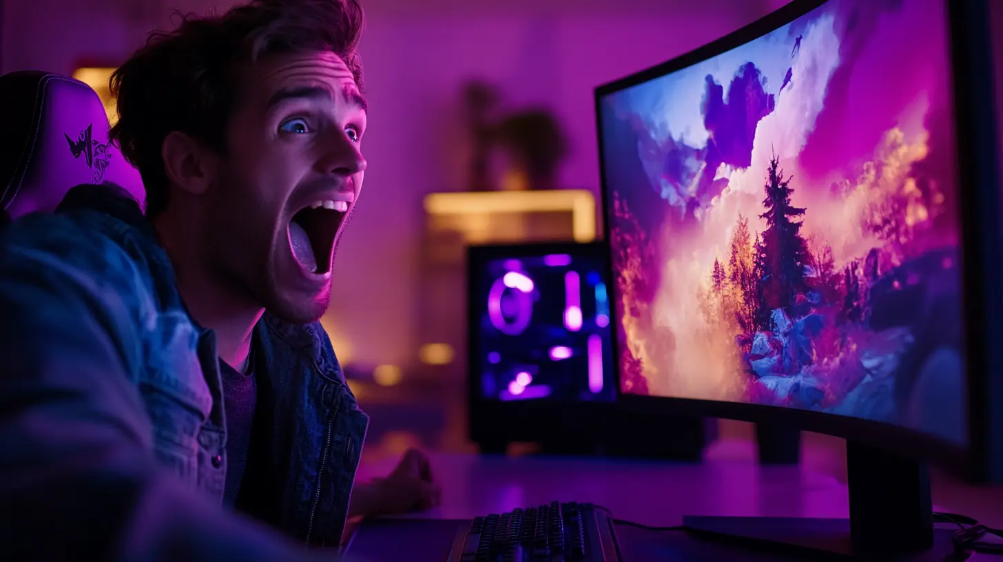 Ultimate gaming setup with RGB keyboard and curved monitor